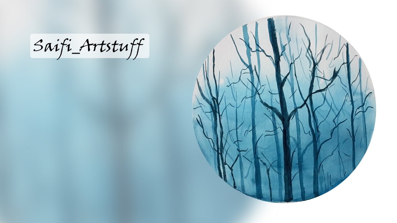 1280x720 Deep Blue Forest Watercolor Circle (Saifi Artstuff)