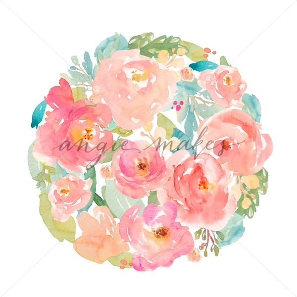 600x600 Watercolor Flower Circle Background