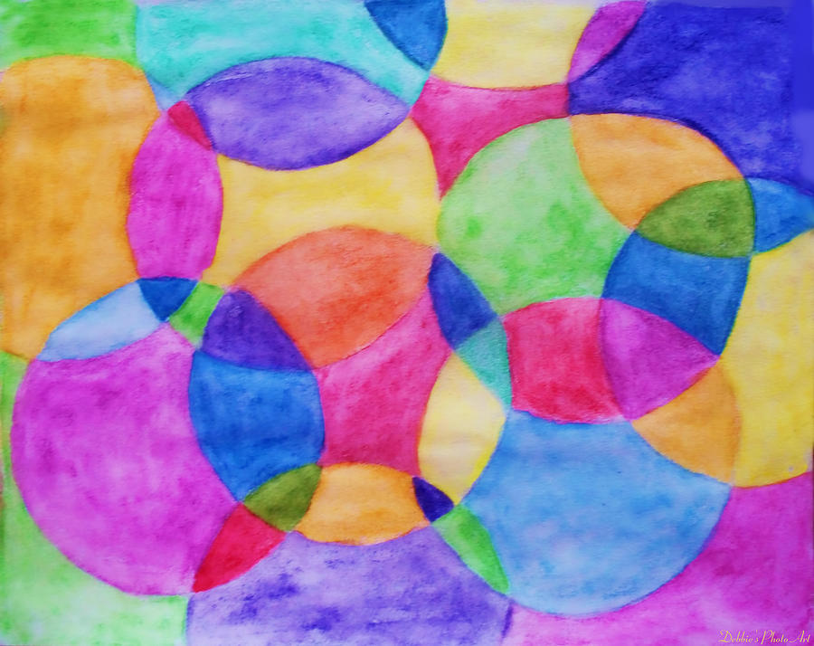 900x714 Watercolor Circles Abstract Painting By Debbie Portwood