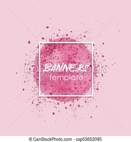 435x470 Pink Watercolor Circle Splashes, Design Element. Vector Illustration.