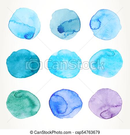 450x470 Watercolor Circles. Hand Drawn Colorful Light Blue Watercolor