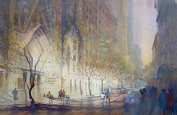 600x392 City Watercolor Painting Of Thomas W. Schaller (11) Best