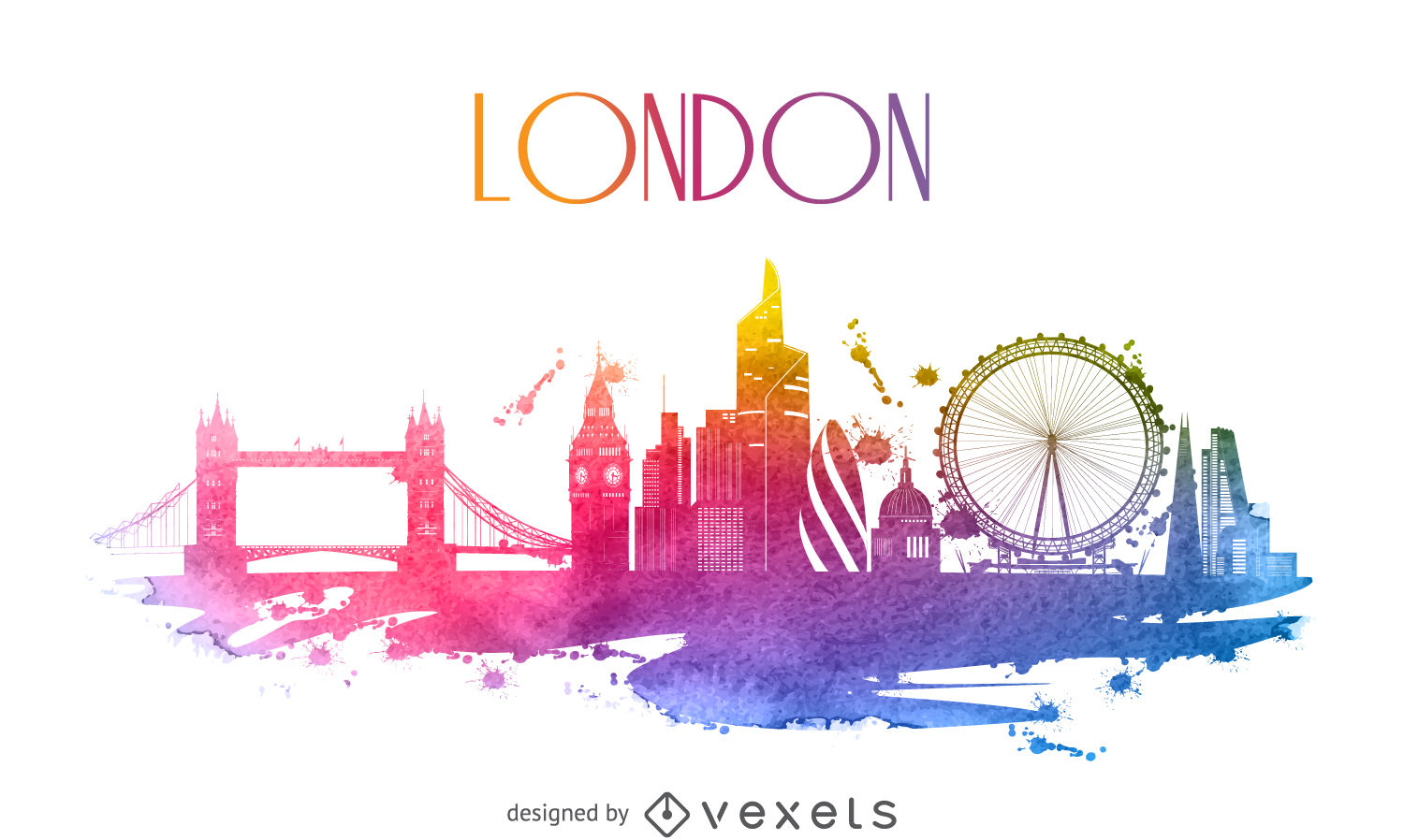 1500x898 London Watercolor Skyline Silhouette