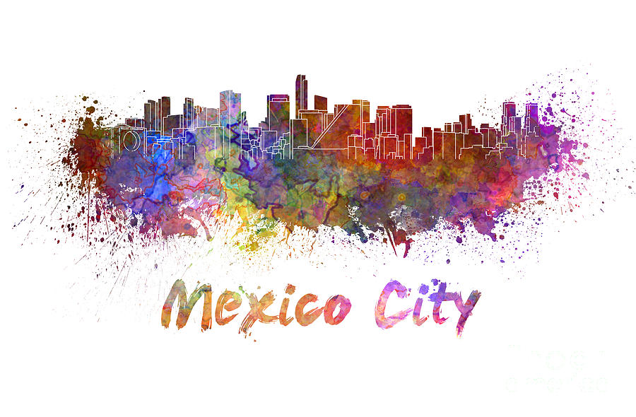 900x590 Mexico City Skyline In Watercolor Painting By Pablo Romero