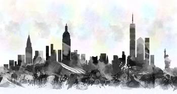 350x187 New York City Skyline Silhouette Watercolor By Mary Alhadif