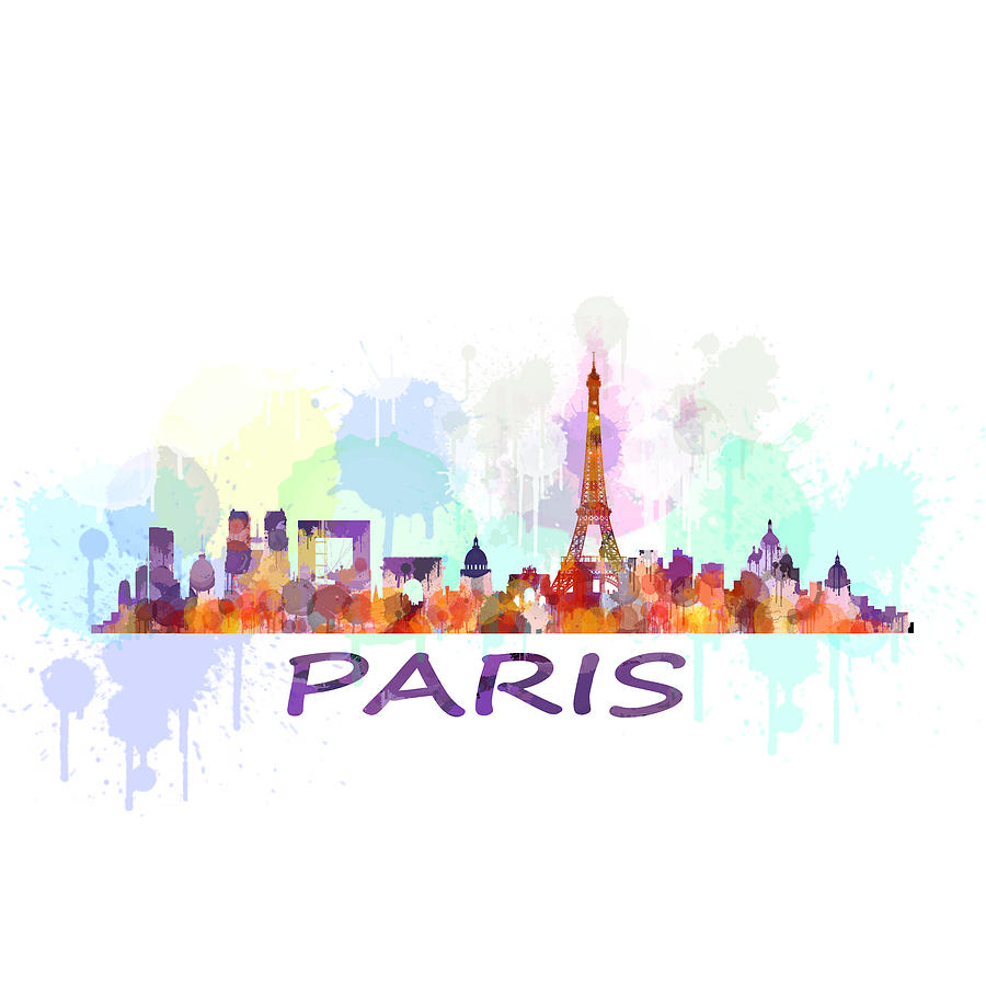 900x900 Paris City Skyline Hq Watercolor Digital Art By Hq Photo