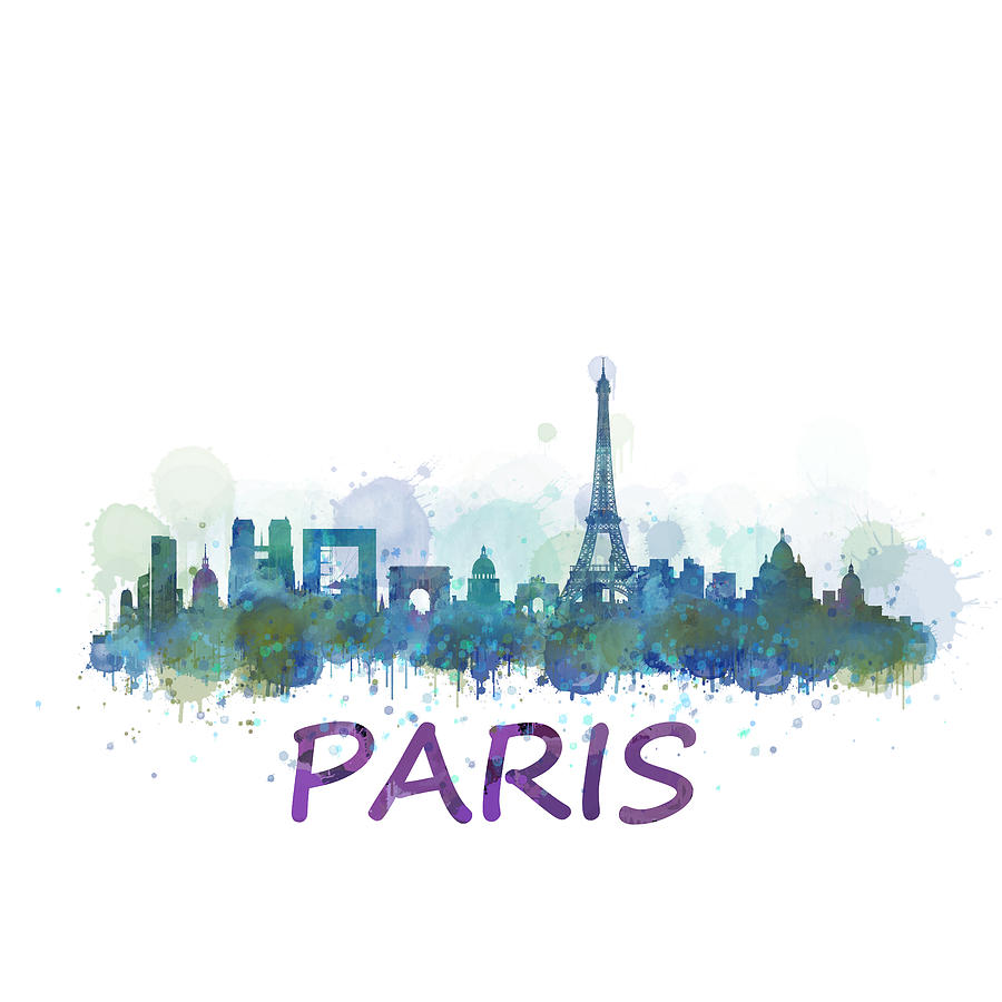900x900 Paris City Skyline Hq Watercolor V3 Painting By Hq Photo