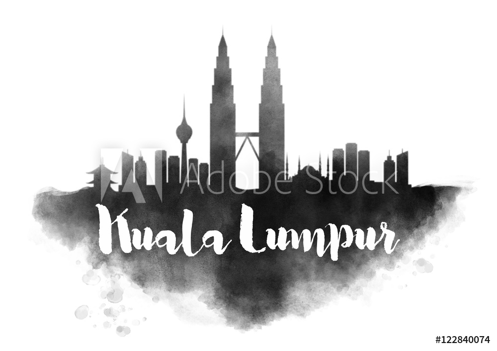 1000x707 Photo Amp Art Print Watercolor Kuala Lumpur City Skyline Europosters