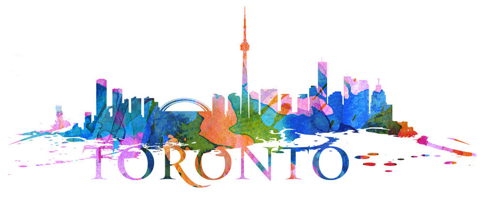 1000x405 Toronto City Skyline Watercolor Art Decal