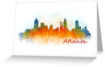 441x283 Us Atl Atlanta City Skyline Watercolor Uhq V3 Greeting Cards By