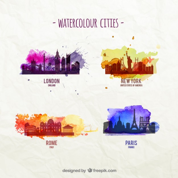 626x626 Watercolor Cities Vector Free Download