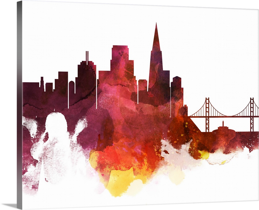 1000x814 San Francisco Watercolor Cityscape Ii Wall Art, Canvas Prints