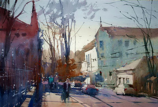550x372 Watercolor Cityscape By Eugen Chisnicean