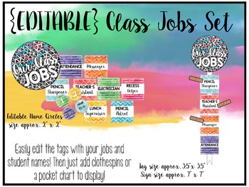 350x263 Watercolor Classroom Decor {Editable Job Chart} By Julie Shope Tpt