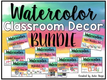 350x263 Watercolor Classroom Decor {The Bundle} By Julie Shope Tpt