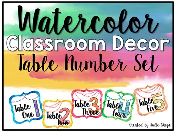 350x263 Watercolor Classroom Decor {Table Numbers} By Julie Shope Tpt