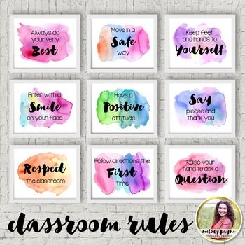 350x350 Watercolor Classroom Rules Posters Script And Print Fonts