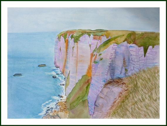 570x431 Watercolor View Of The Cliffs Of Etretat Etsy