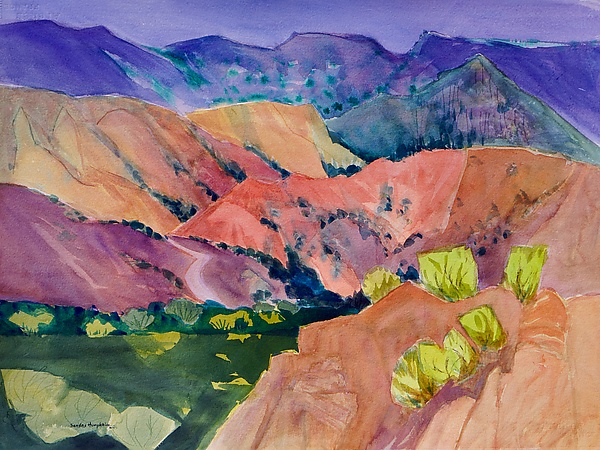 600x450 Cliffs In Red By Sandra Humphries (Watercolor Painting) Artful Home