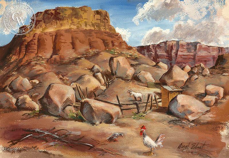 800x552 Desert Cliffs, 1950, Watercolor Art By Duval Eliot California