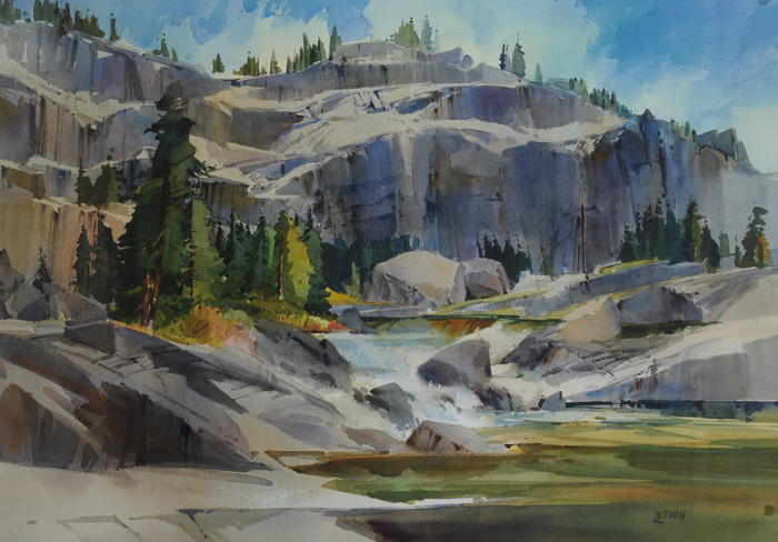 700x488 Granite Cliffs Revisited Watercolor 29.5 X 41 Petroglyphe Gallery