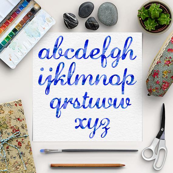 570x570 Buy5for8, Watercolor Alphabet, Blue Font Clip Art, Hand Paint