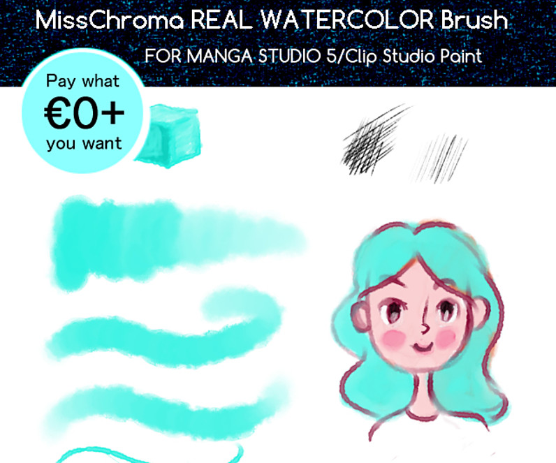 796x663 Real Watercolor Brush For Clip Studio Paint