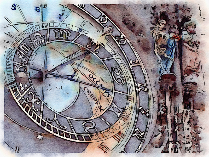 800x600 Watercolor Thursday Astronomical Clock