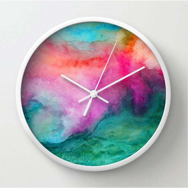 642x645 Watercolor Wall Clock Modern Home Decor Watercolor Design Etsy