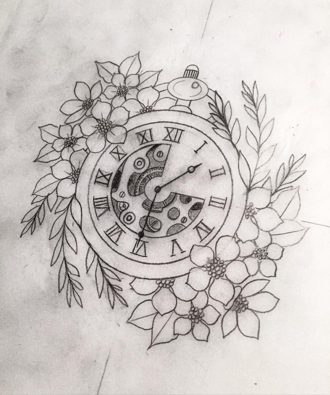 1080x1294 Watercolor Clock Tattoo