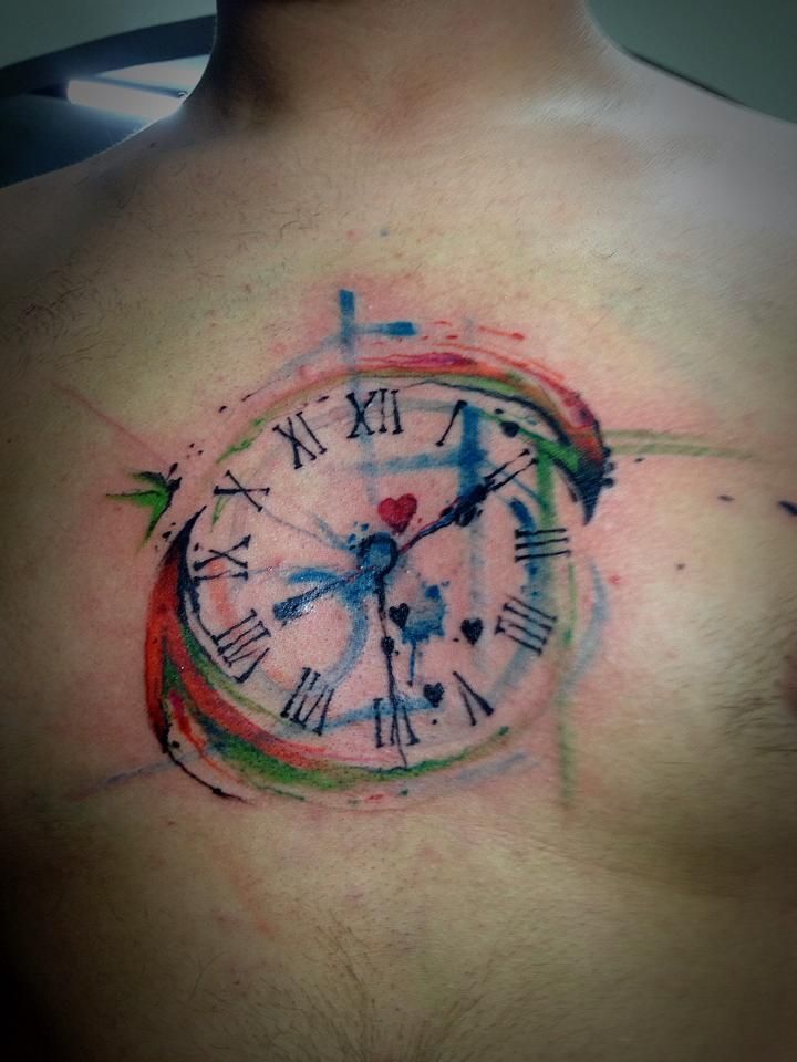 720x960 Watercolor Clock Tattoo Tattoos Tattoo, Tatting