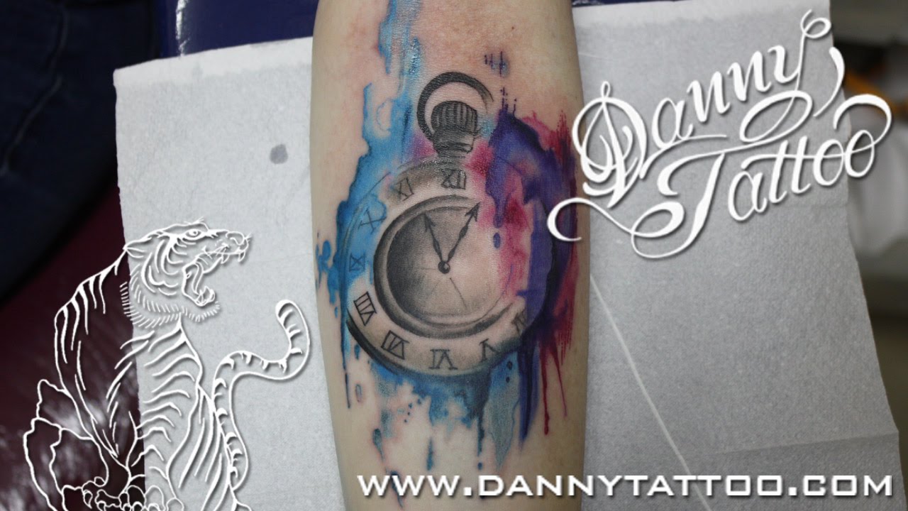 1280x720 Relogio Aquarela (Clock Watercolor Tattoo) Time Lapse