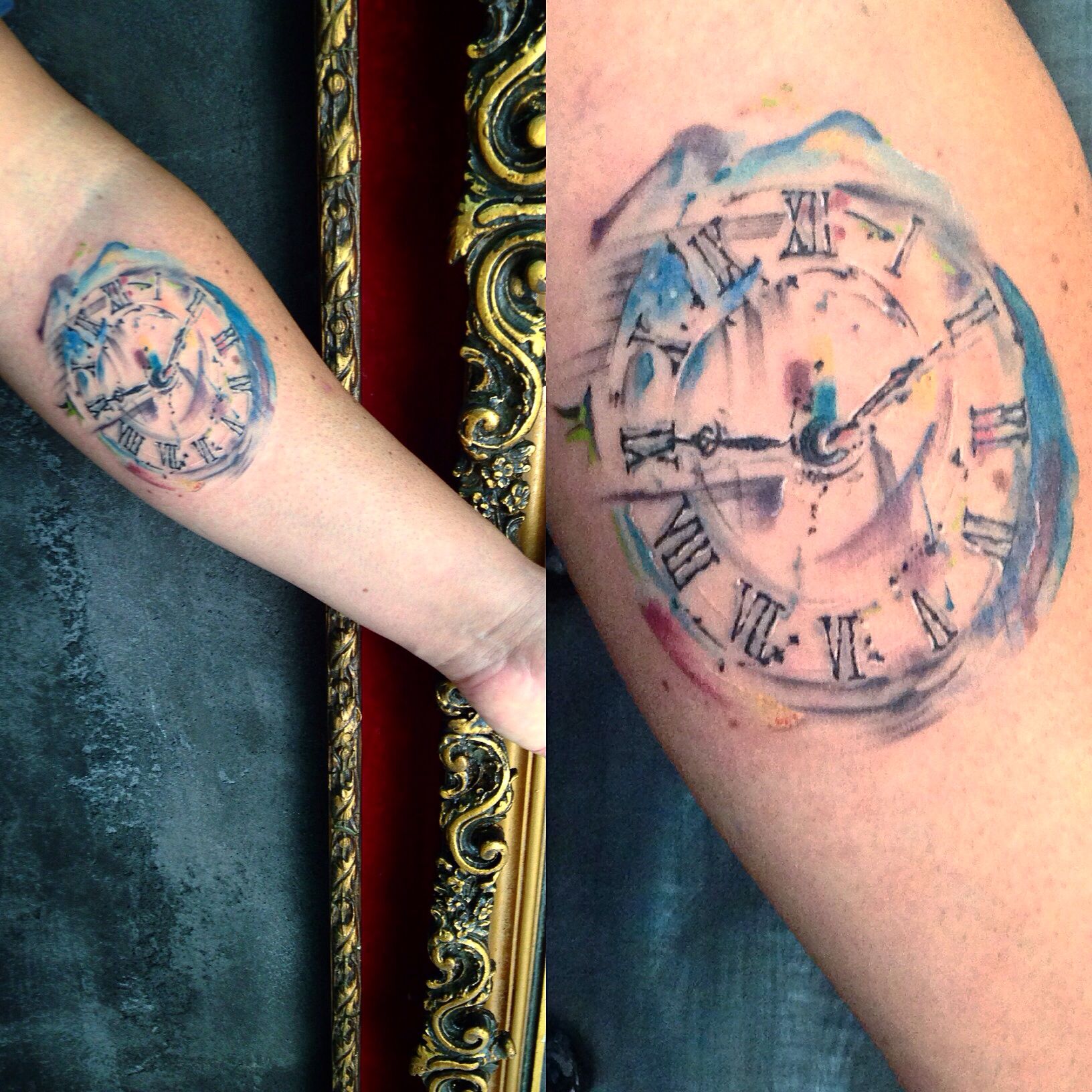 1632x1632 Watercolor Tattoo Clock