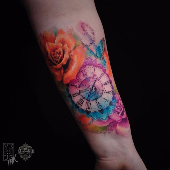 589x589 Jentheripper Clock Tattoo By Alberto Cuerva