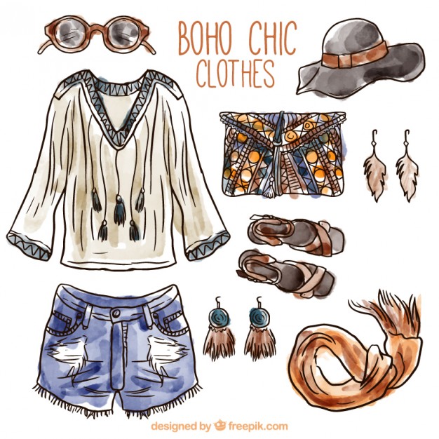 626x626 Watercolor Boho Clothes Vector Premium Download