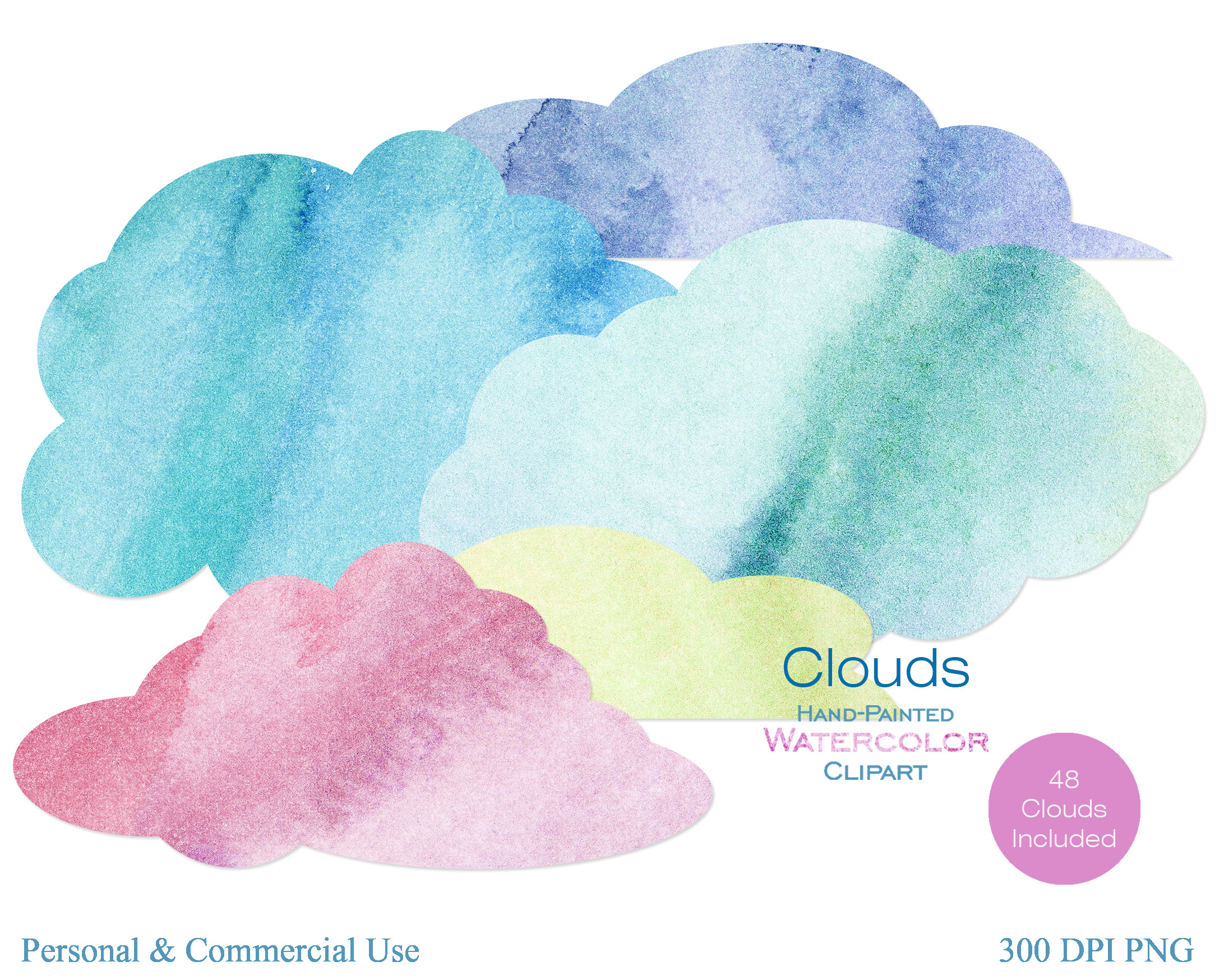 2183x1748 Rainbow Watercolor Clouds Clipart Commercial Use Watercolour Sky