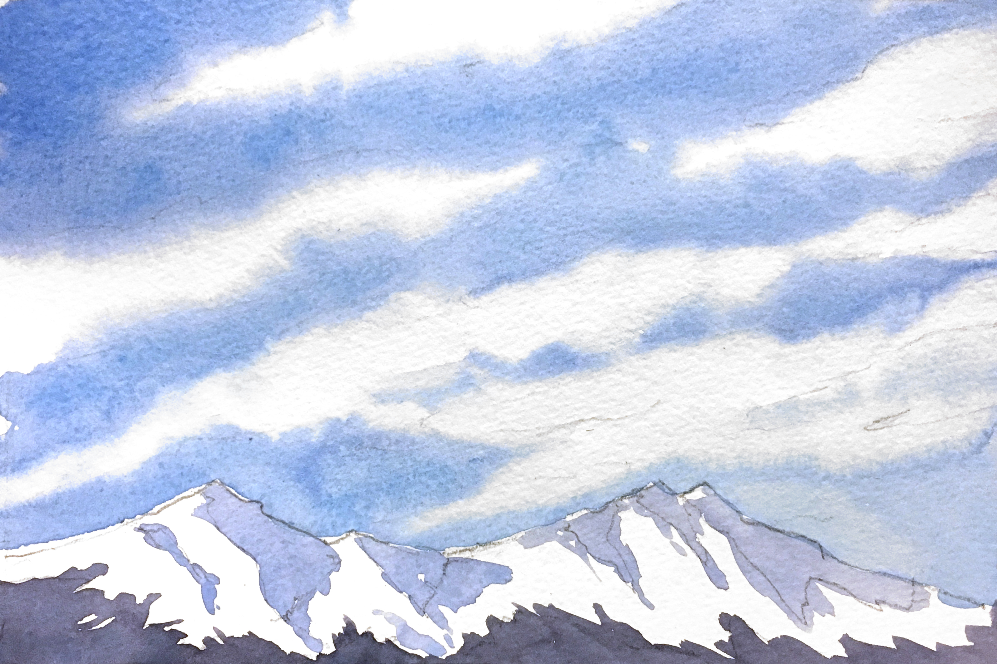 3190x2127 Painting A Sky With Wispy Cirrus Clouds Amp Snow Capped Mountains