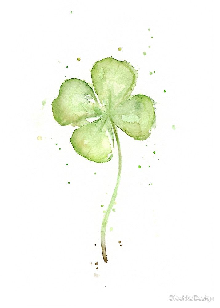 715x1000 Four Leaf Clover Watercolor By Olechkadesign Art