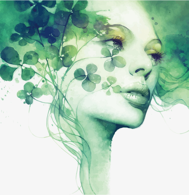 650x672 Vector Watercolour Woman, Woman Clipart, Clover, Watercolor Png