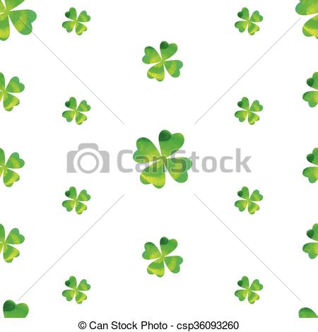 450x470 Watercolor Clover Seamless Pattern. Vector .