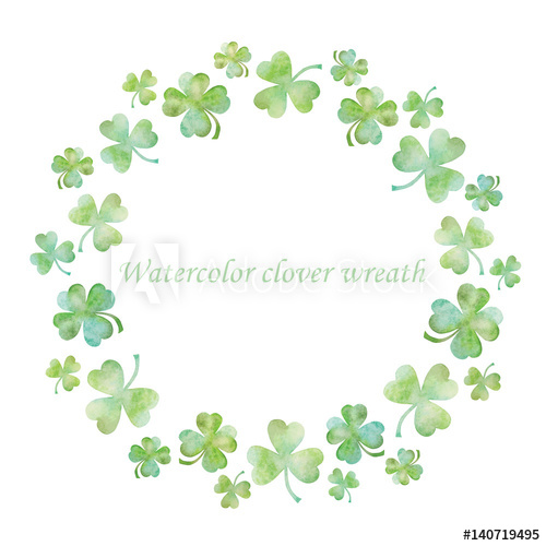 500x500 Watercolor Green Clover Wreath