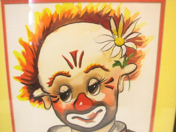 570x428 Original Thayer Clown Watercolor Painting In Frame Etsy