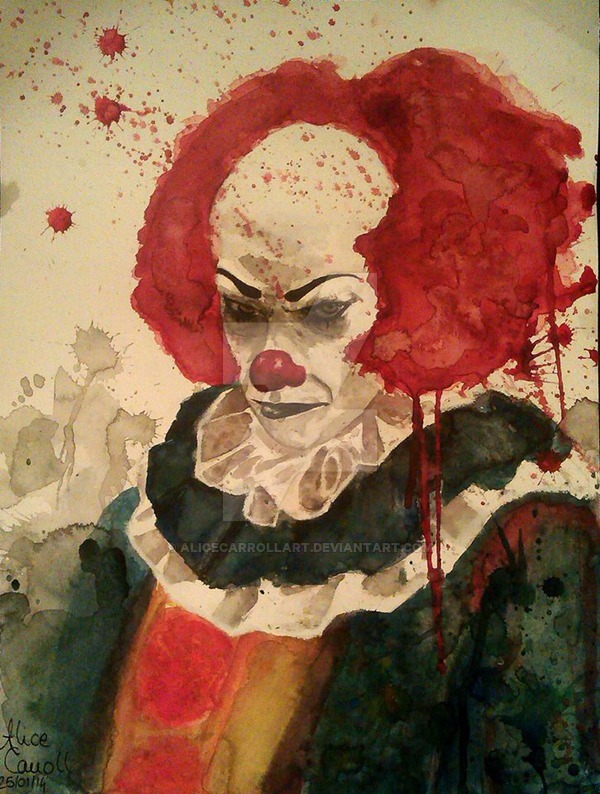 600x794 Pennywise The Clown 36x48cm Watercolor By Alicecarrollart On