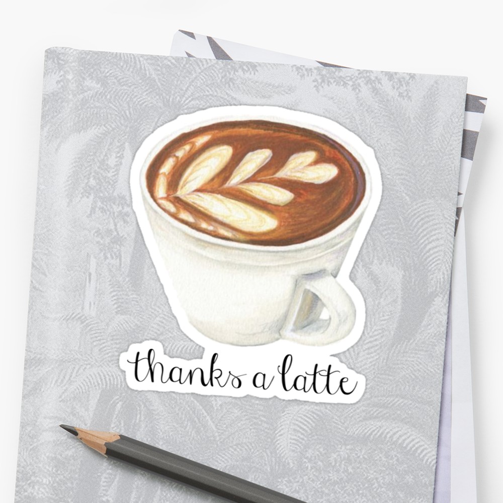 1000x1000 Thanks A Latte Watercolor Coffee Pun Stickers By Daria Smith