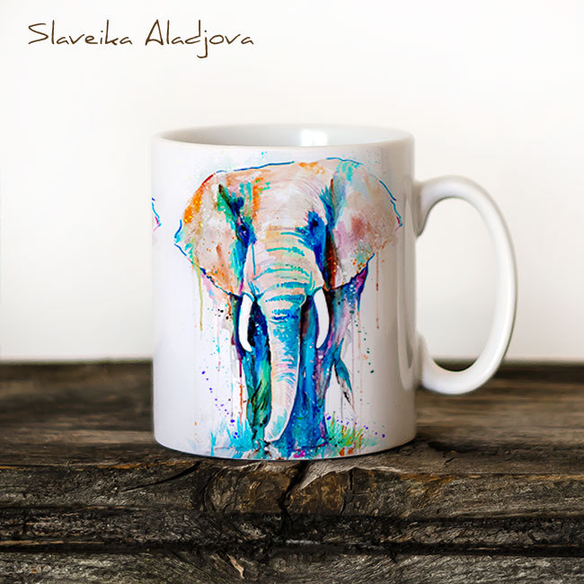 650x650 Elephant Watercolor Coffee Mug