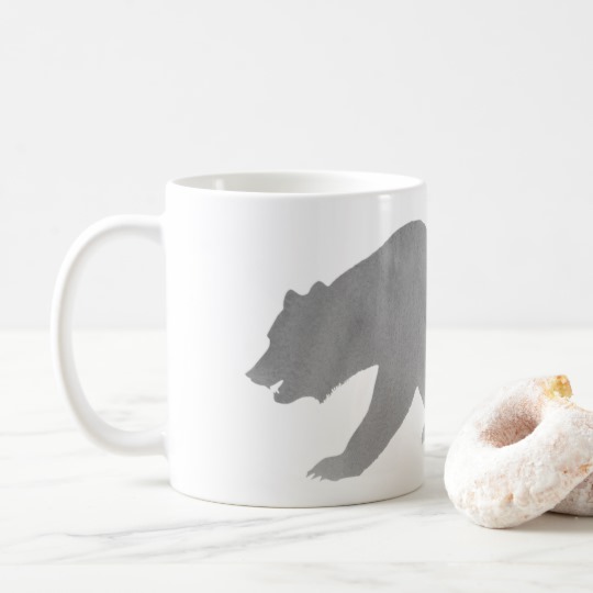 540x540 Gray Bear Watercolor Coffee Mug Alaska Grizzly