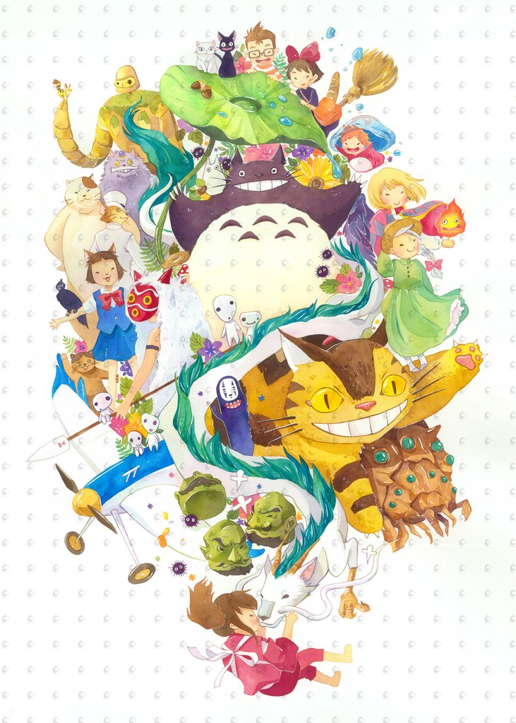 731x1023 Studio Ghibli Watercolor Collage Penelopeloveprints