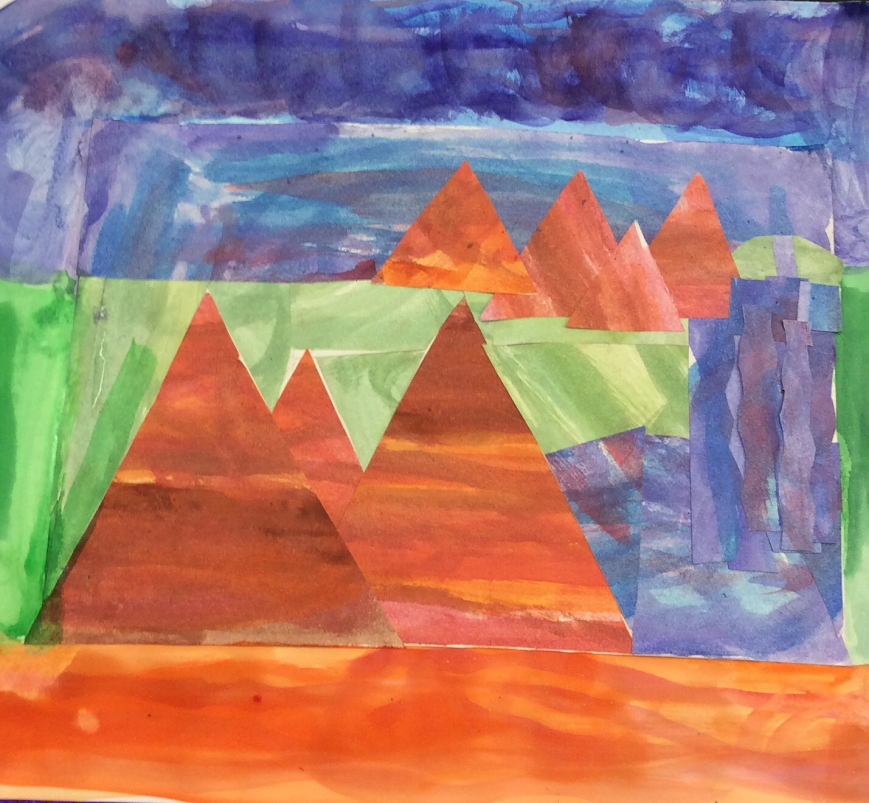 869x803 Watercolor Collage Landscape