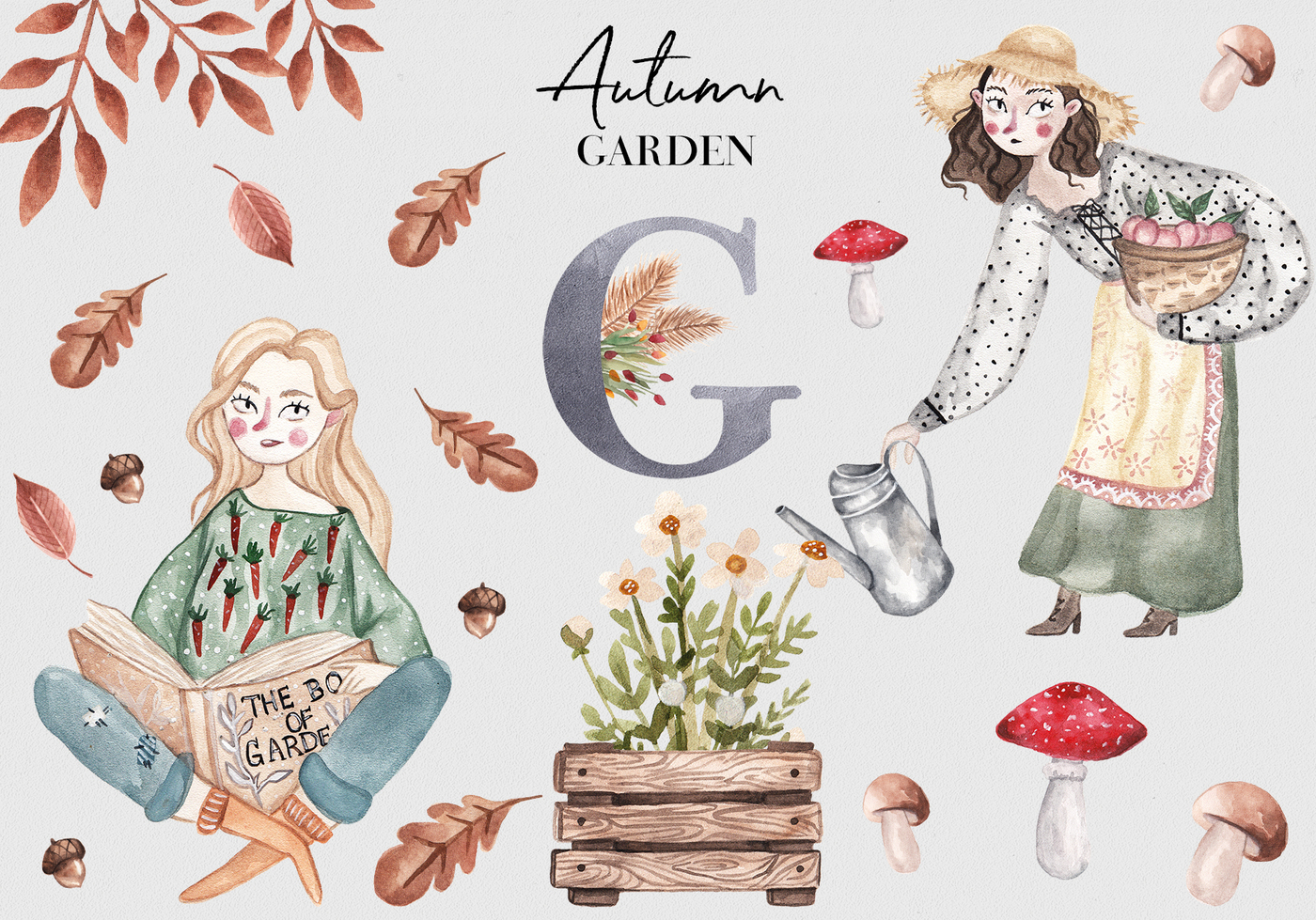 1400x979 Autumn Garden Watercolor Collection By Miracles Everywhere