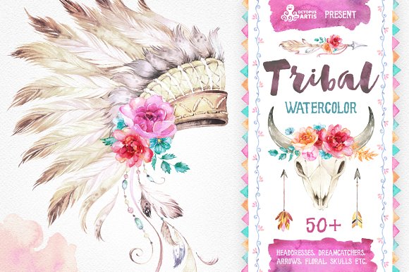 580x386 Tribal. Watercolor Collection